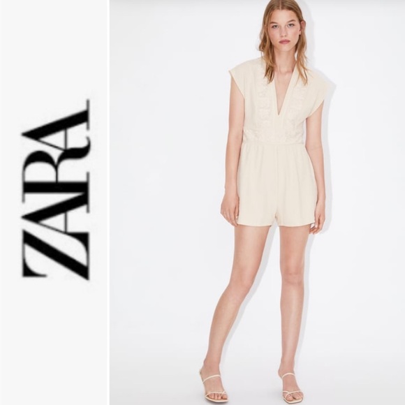 NWT Zara Contrasting Jumpsuit Romper M - Picture 1 of 10